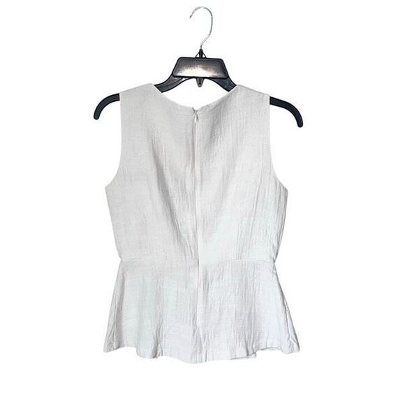 Banana Republic Womens Round Neck Sleeveless Peplum Tank Top White Size 4 - Picture 3 of 6